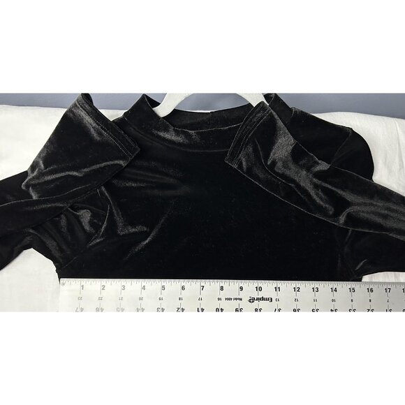 Aria Dress Womens M Black Velvet Long Sleeve Bodycon Mock Neck Witchy Romantic - Picture 3 of 12